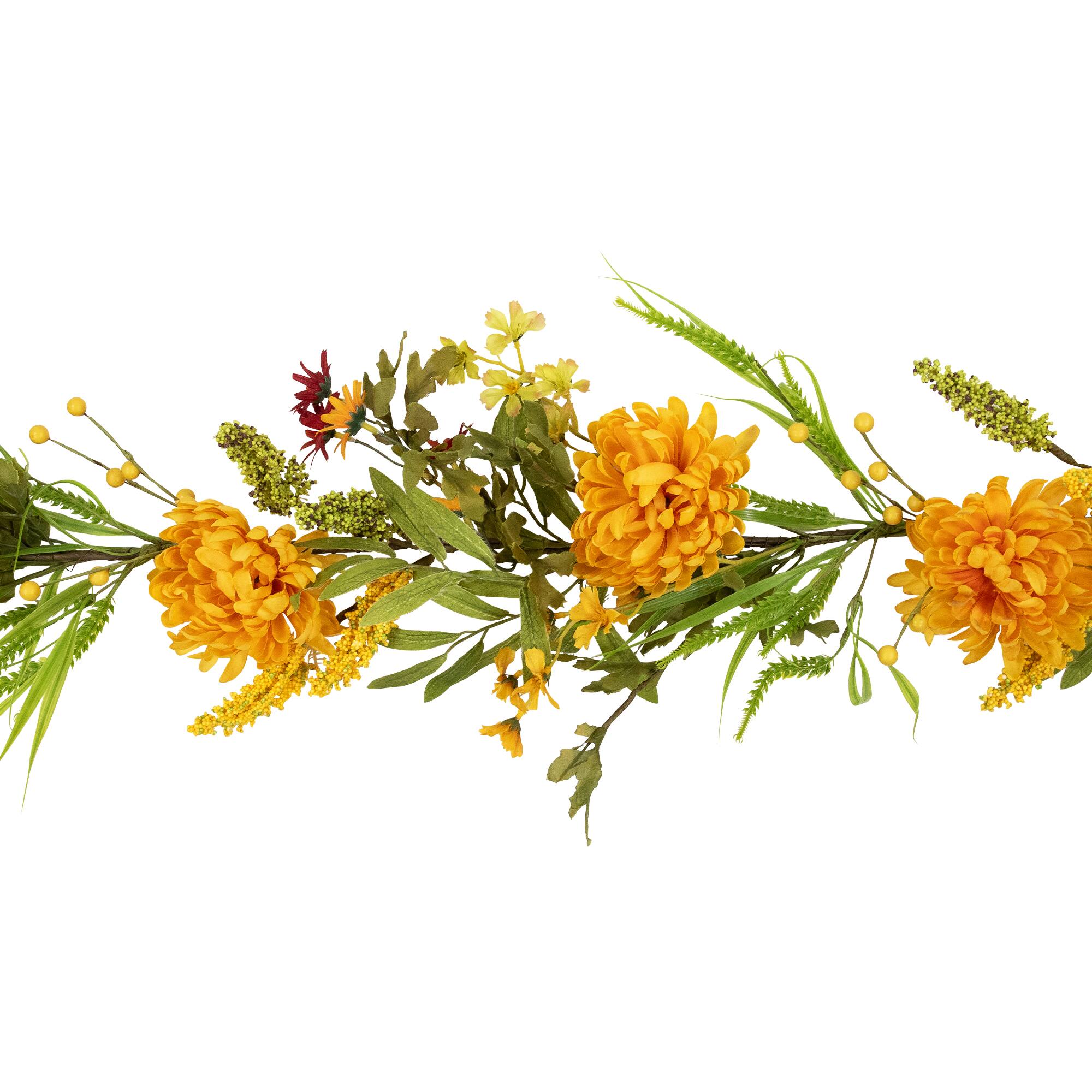 5ft. Orange Peony Artificial Fall Harvest Garland